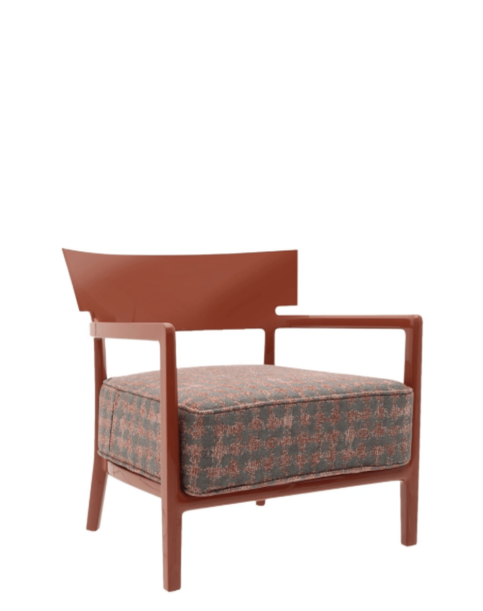 Fauteuil Cara - Pieds de poule rouge orangé