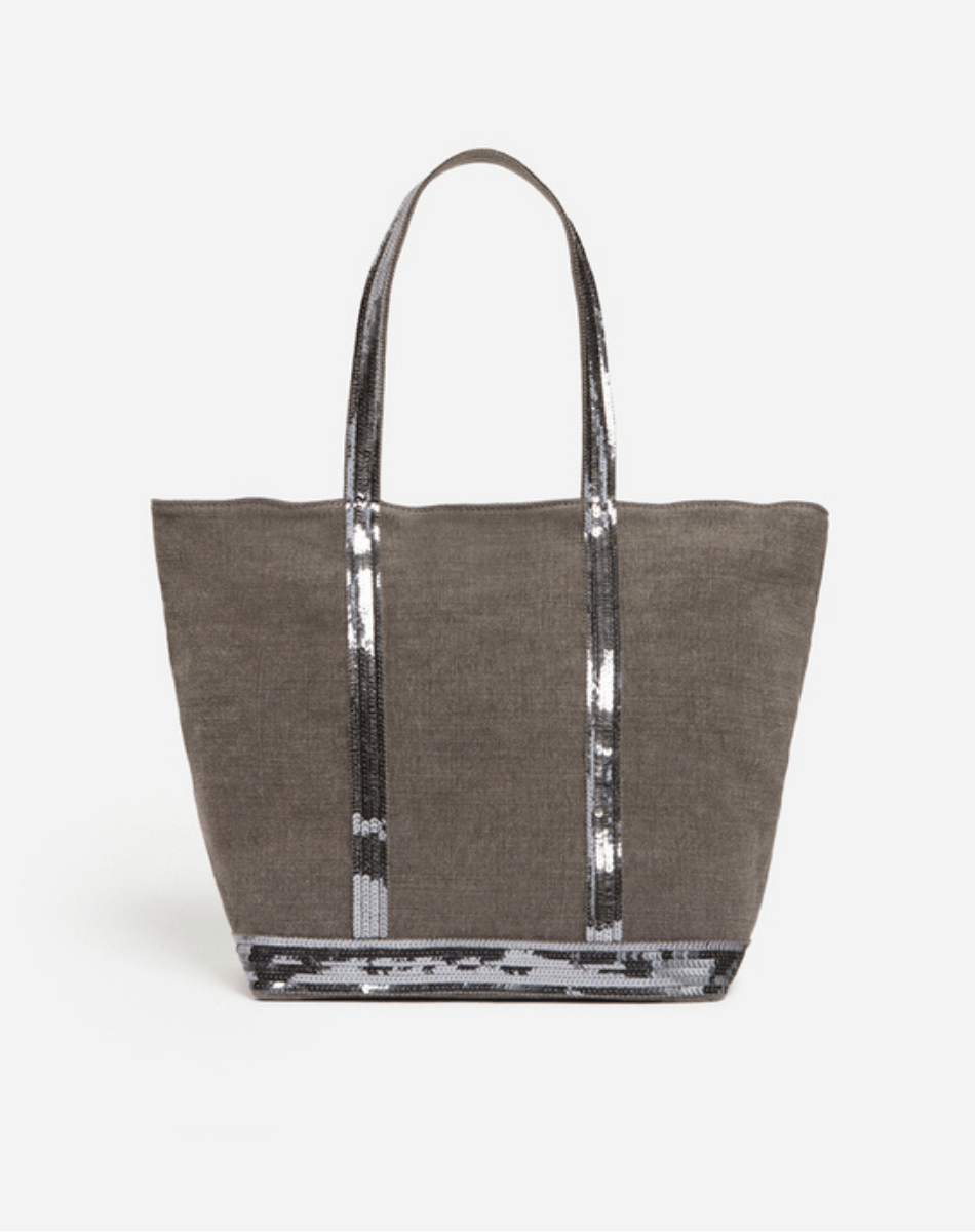 Cabas M Zippé en lin - Granit