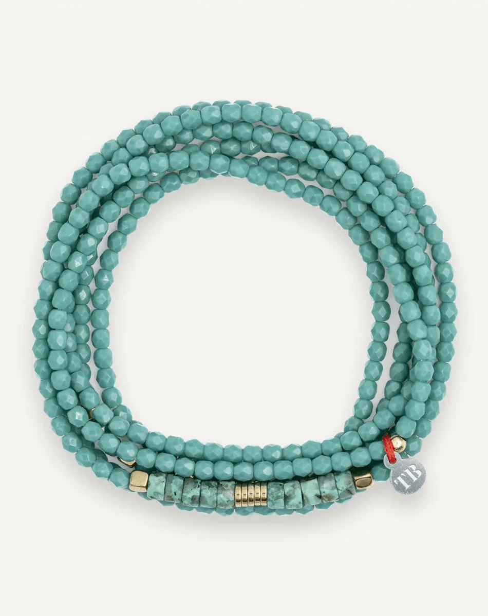 Collier et bracelet 6 tours - Turquoise Persian