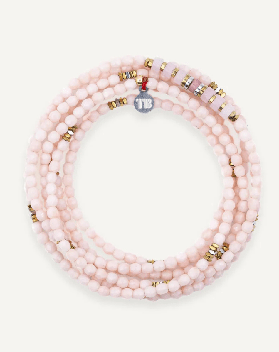 Collier et bracelet 6 tours - New Vir Rose Guimauve